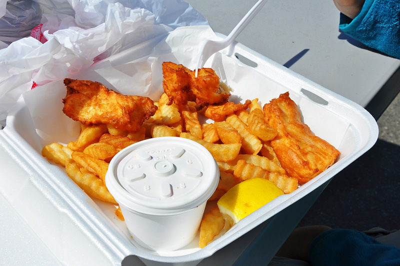 Halilbut fish and chips in Brookings OR