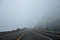 Driving along the very foggy Southern Oregon Coast