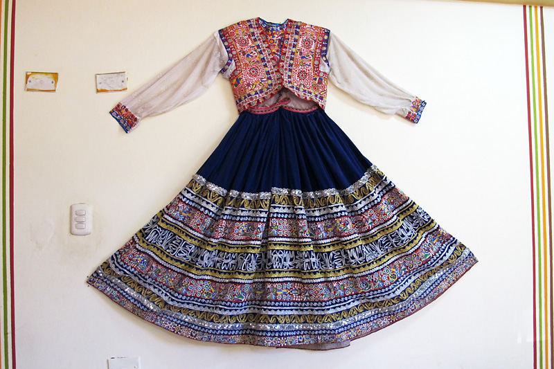 A traditional Peruvian Dress on display in the restaurant