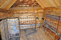 Inside an old school cabin