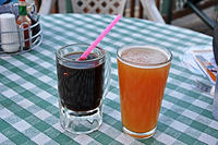 Charlottes brewed root beer, and my summer strawberry ale.jpg