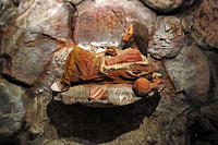 A replica of the child mummy Juanita who was unearthed from a local mountaintop